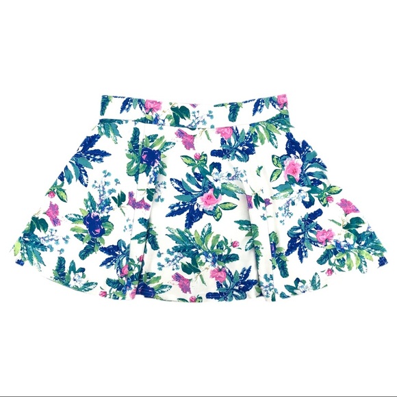 H&M Dresses & Skirts - H&M Divided Blue/Green Floral Skater Skirt